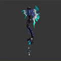 Fantasy Blue Green Dragon Themed Warhammer With Glowing Crystal Accents And Long Handle