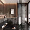 Modern Bathroom Interior Design With Marble Walls And Glass Shower Enclosure
