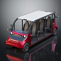 Red Electric Shuttle Vehicle With White Roof Open Side And Multiple Seats