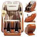 YAMAGUCHI Brown Beige Massage Chair With Patterned Design And Remote Control Panel 3d model
