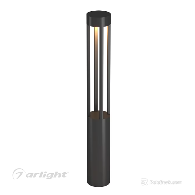 Modern Outdoor Floor Lamp With Black Metal Frame And Transparent Shade 3d model 