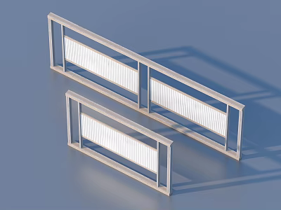 Two White Rectangular Storage Racks With Striped Panels For Home Use 3d model