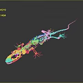 Scientific 3D Rendered Detailed Lizard Skeleton Anatomical Structure On Dark Background