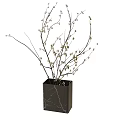Elegant Black Square Vase With White Small Flowers And Branches Decoration