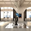 Hotel Lobby Interior Design With Arched Ceilings Chandeliers Sofas Chairs Bookshelves And Large Windows