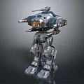 Detailed Mechanical Battle Mecha With Heavy Armor Twin Cannons And Robotic Legs Design