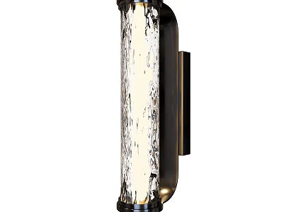 Modern Indoor Wall Lamp With Cylindrical Textured Glass Black Frame And Warm Light 3d model