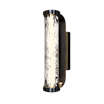 Modern Indoor Wall Lamp With Cylindrical Textured Glass Black Frame And Warm Light 3d model