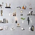 Modern Ornamental Decor Sets With Sculptures Vases Books Lamps And Plants