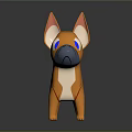 Cute Orange Dog Shaped Doll with Big Ears Blue Eyes and Cartoon Style Smooth Surface