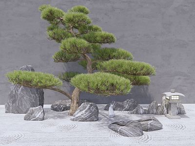 New Chinese Style Landscape Sick Stone Pok Pine Landscape Sick Courtyard Sick Stone model