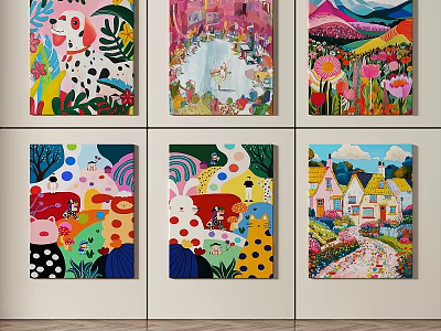 Vibrant Abstract Paintings With Diverse Styles And Colorful Artistic Elements 3d model