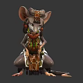 Anthropomorphic Mouse Character In Decorative Ornate Outfit With Colorful Scarf Details