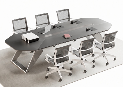 Modern Meeting Table and Chair Office Desk and Chair 3d model