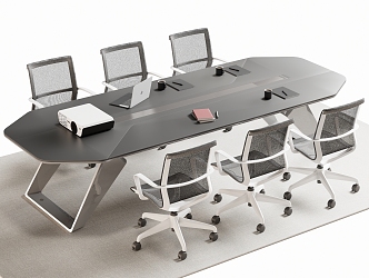 Modern Meeting Table and Chair Office Desk and Chair 3d model