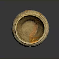 Traditional Handcrafted Ceramic Sculpture Featuring Textured Surface Crackled Design And Orange Accents