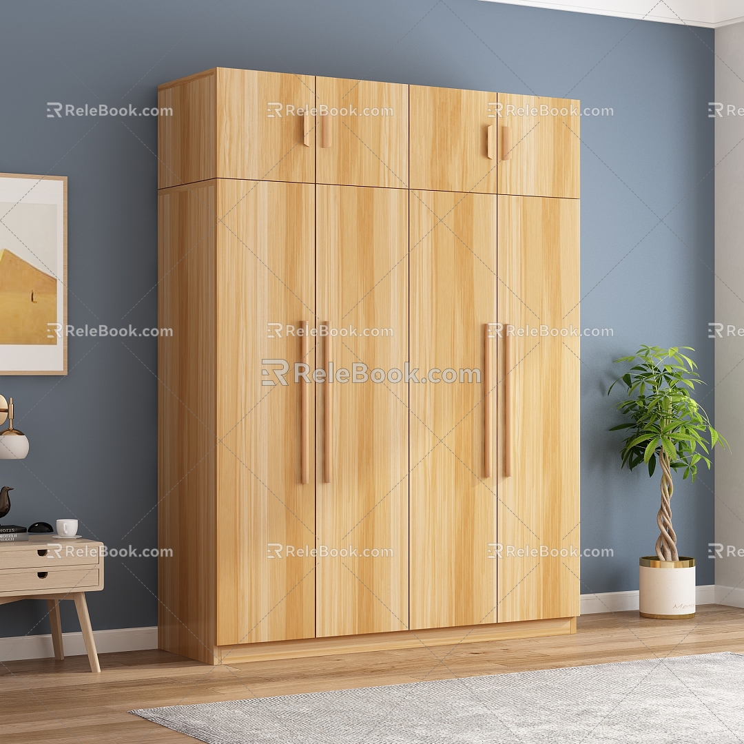 Nordic Wardrobe Large Wardrobe Clothes Bedding 3d model