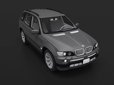 Gray BMW SUV Classic Design With Roof Rack And Front Grille Exterior View 3d model