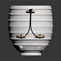 White Pig Shaped Ceramic Decorative Ornament Set With Wooden Accents And Striped Design