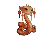 Year of the Snake Mascot Year of the Snake Online Red Pushcard Spring Festival Meichen Year of the Snake Online Red Cute Snake Country Korea Meichen 3d model