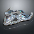 Futuristic Scifi Hovercraft With Sleek Metallic Design And Blue Illumination