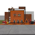 Harley 120th Anniversary Event Entrance With Orange Black Design And Motorcycles