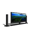 Modern Television With Scenic Landscape Screen And Side Speakers For Home Entertainment