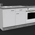 Practical White Kitchen Cabinet Set With Countertop Sink Cooktop And Oven