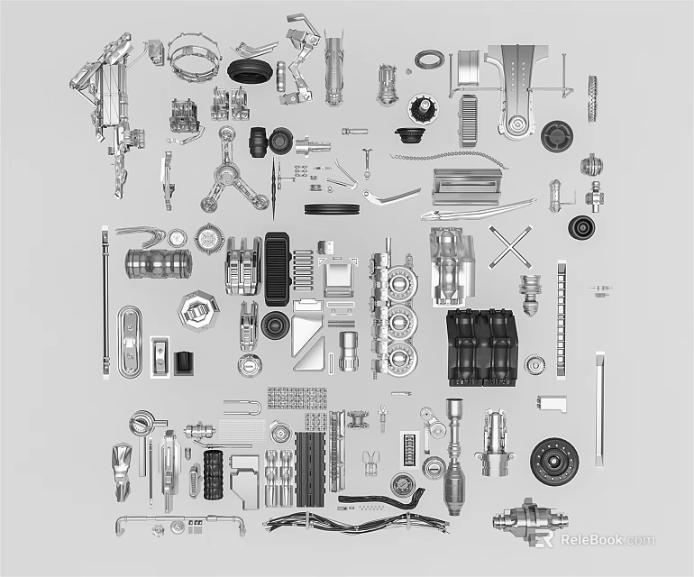 Various Hardware Tools Collection Including Screws Wrenches Pliers Nuts Bolts And Fasteners 3d model 