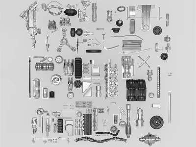 Various Hardware Tools Collection Including Screws Wrenches Pliers Nuts Bolts And Fasteners 3d model