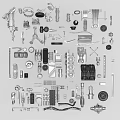 Modern machinery parts auto parts component parts engineering parts machine hardware parts combination 3d model