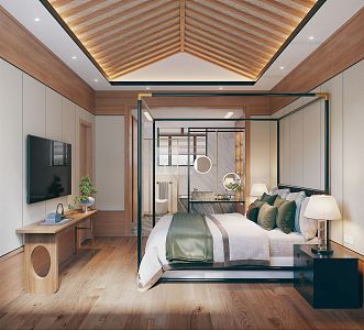 New Chinese Guest Room Homestay 3d model