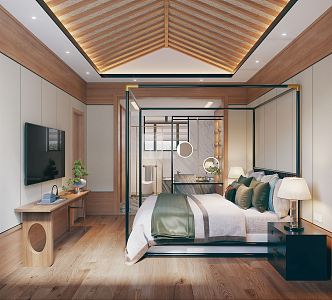 New Chinese Guest Room Homestay 3d model