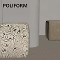 Poliform Modern Ottoman With Black White Pattern And Linen Fabric Design 3d model
