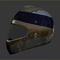 Stylish Modern Blue And Gold Shiny Helmet With Transparent Visor Design