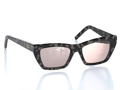 Stylish Cat Eye Sunglasses With Tortoiseshell Frame And Pink Lenses 3d model