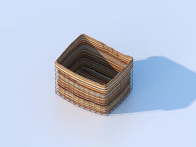Square Natural Wicker Stackable Storage Baskets For Home Organizing Essentials 3d model