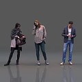 Group of People Standing in Various Poses With Different Outfits on Gray Background