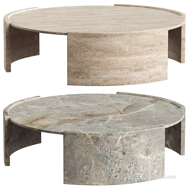 Round Marble Coffee Tables With Modern Minimalist Base And Smooth Top 3d model