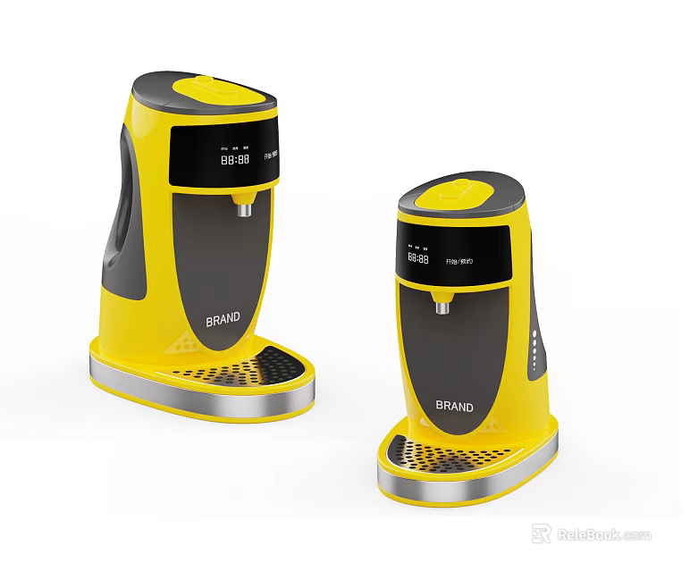 Two Stylish Yellow And Black Household Water Dispensers With Modern Design For Daily Use 3d model 