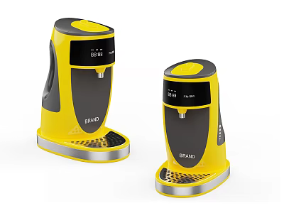 Two Stylish Yellow And Black Household Water Dispensers With Modern Design For Daily Use 3d model