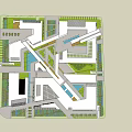 Contemporary Commercial Street Design With Modern Buildings Open Spaces And Green Areas