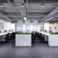 Modern Open Public Office Space Interior With White Desks Computers And Black Office Chairs