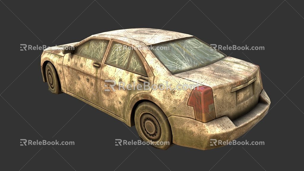 a car overgrown with weeds 3d model