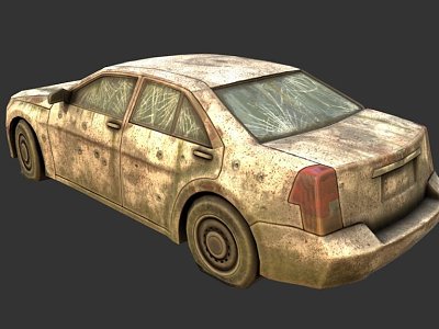 a car overgrown with weeds 3d model