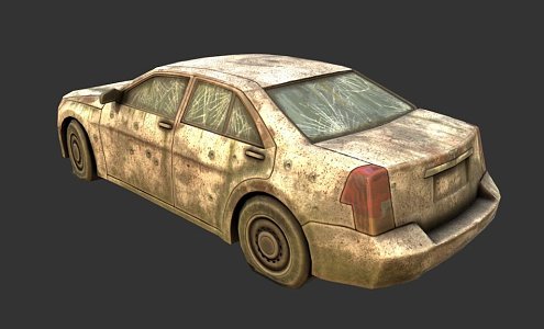 a car overgrown with weeds 3d model