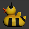 Yellow Rubber Duck Toy With Bee Antennae And Black Wings