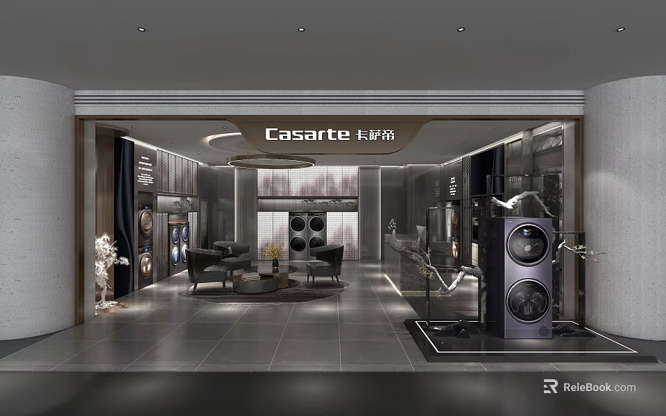 Casarte Store in Mall Featuring Modern High End Home Appliance Display With Sofa Coffee Table 3d model 