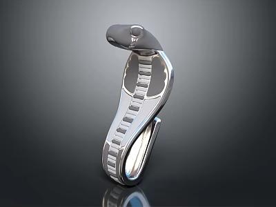 Modern Abstract Sculpture Carving In Silver Metal With Curved Structure And Shiny Surface 3d model