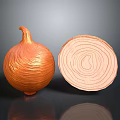 Whole Orange Onion Featuring Sliced Cross Section And Visible Concentric Circle Texture 3d model